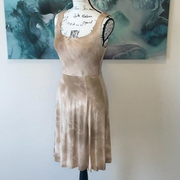 Gilli Neutral Tie Dye Sleeveless Scoop Neck Fit And Flare Dress Size Sma… - Picture 3 of 11